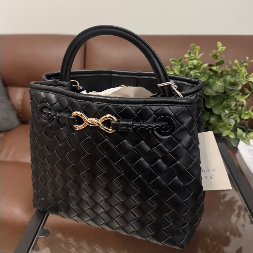 Target Black Woven Crossbody with Detachable Strap